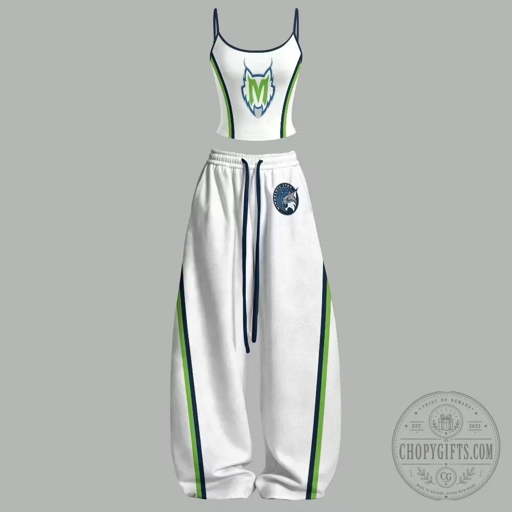 Minnesota Lynx Women's Fashion Crop Top and Pants Two-Piece Set