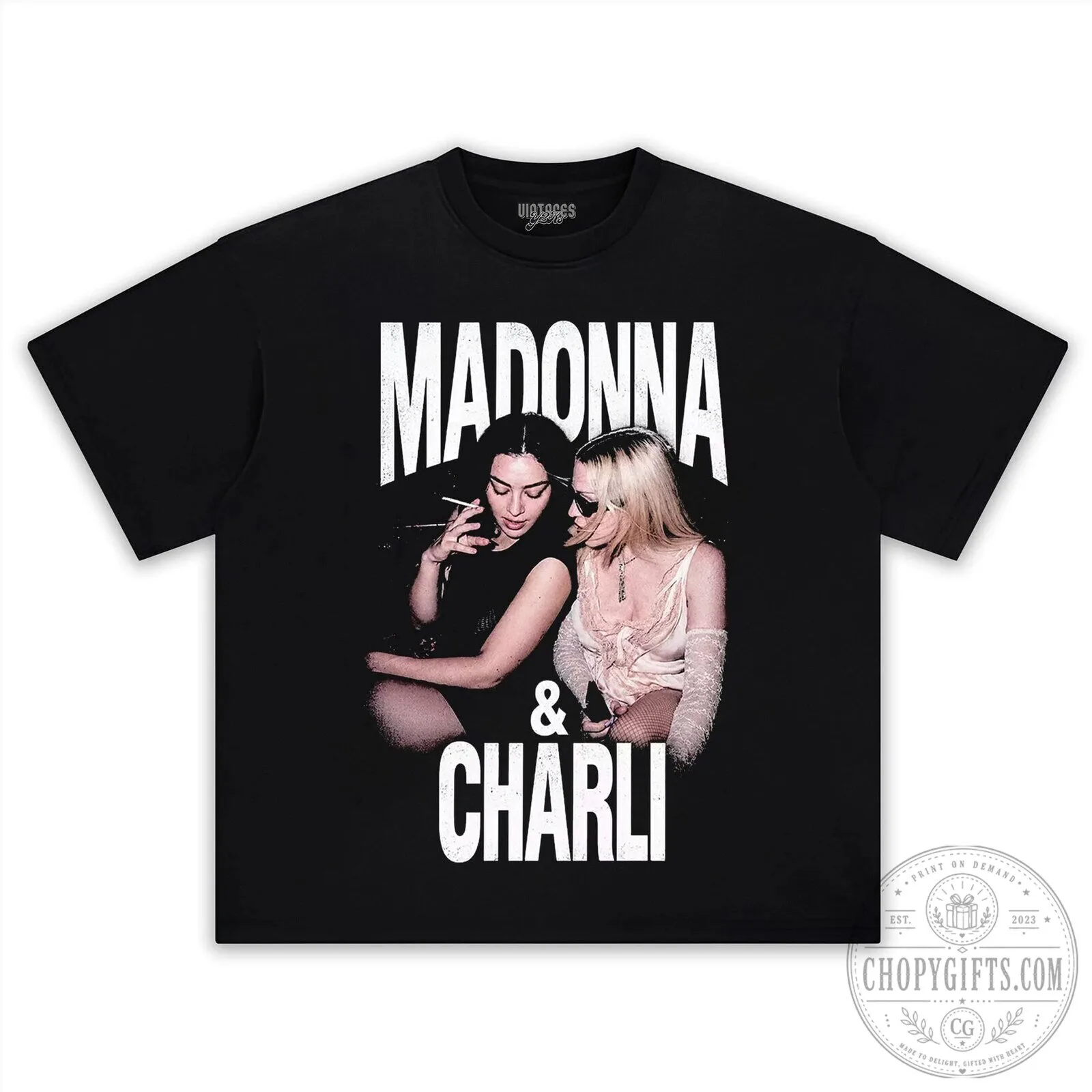 Madonna and Charli XCX Music Tour Black Graphic T-Shirt