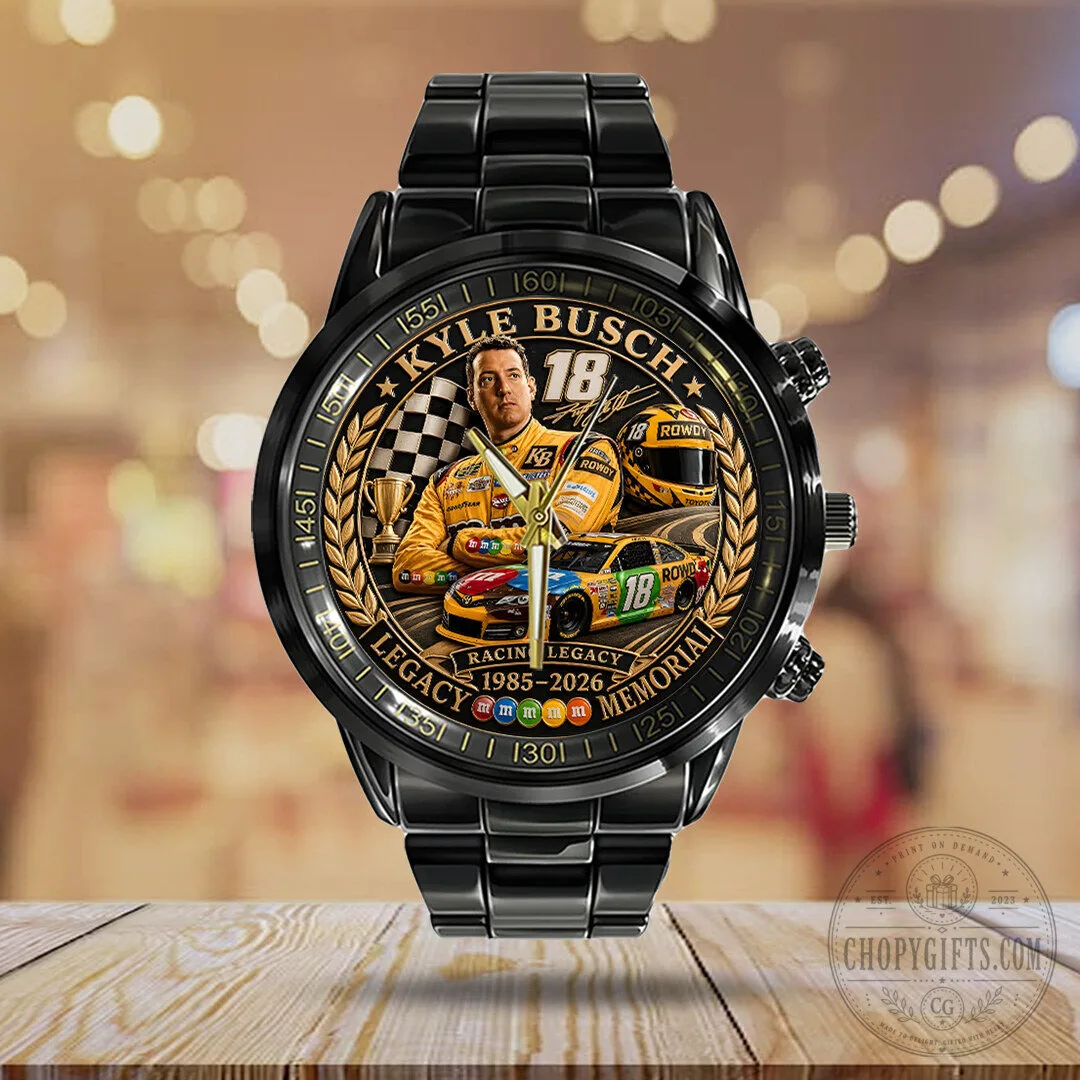 Kyle Busch Racing Legacy Memorial Black Stainless Steel Watch 11 Kyle Busch Racing Legacy Memorial Black Stainless Steel Watch