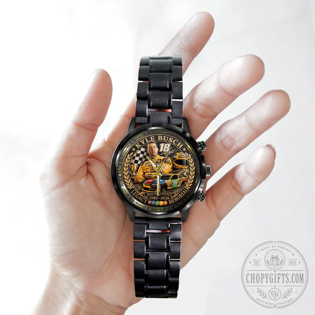 Kyle Busch Racing Legacy Memorial Black Stainless Steel Watch 12 Kyle Busch Racing Legacy Memorial Black Stainless Steel Watch