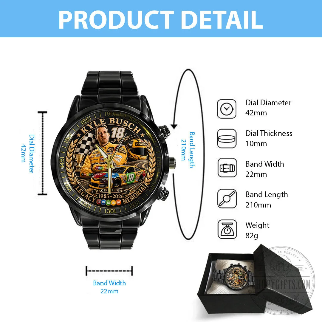 Kyle Busch Racing Legacy Memorial Black Stainless Steel Watch 13 Kyle Busch Racing Legacy Memorial Black Stainless Steel Watch