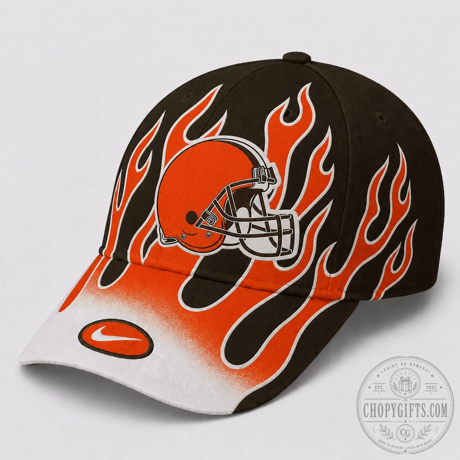 Cleveland Browns NFL Football Team Helmet Flame Design Adjustable Cap Hat
