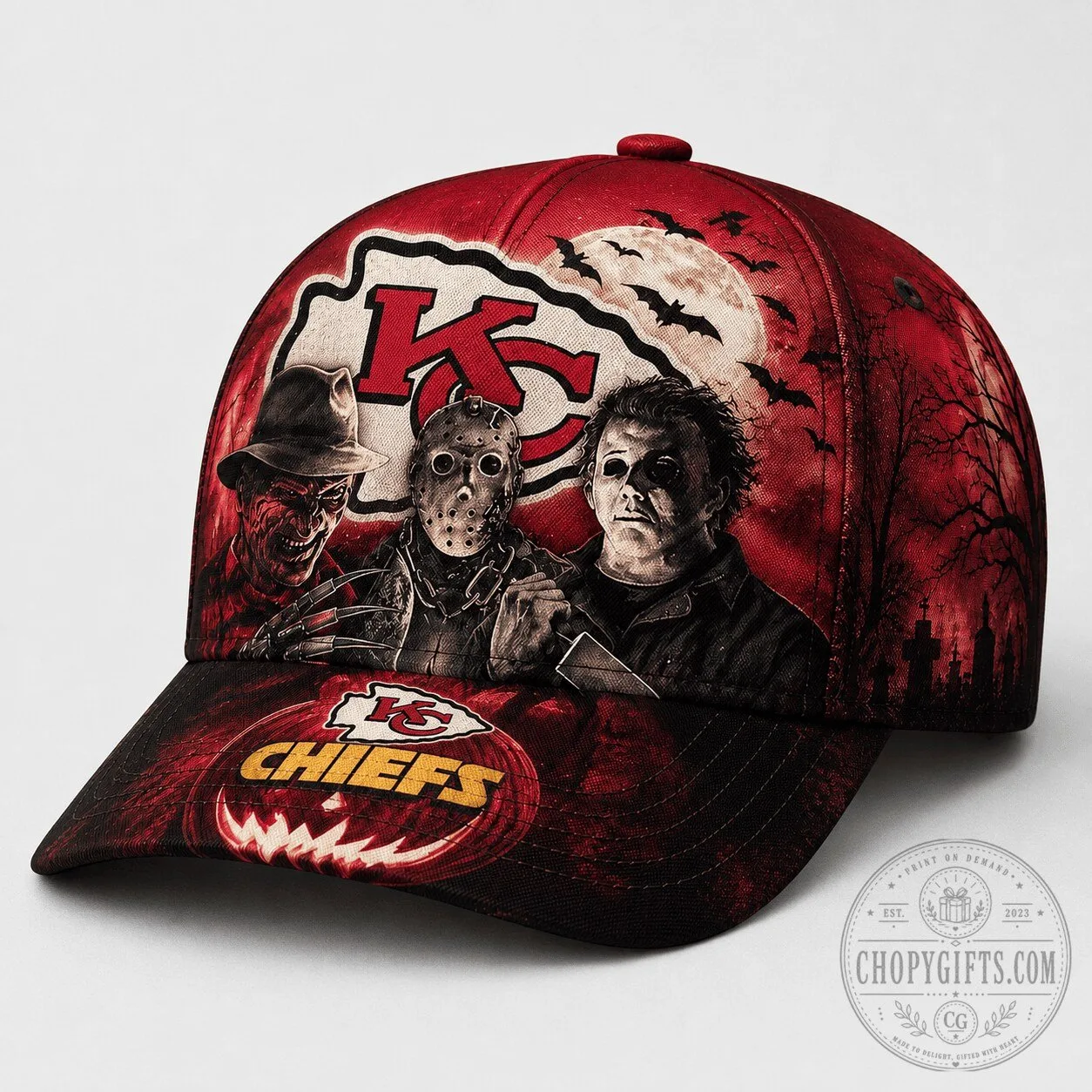 Kansas City Chiefs Halloween Horror Night Freddy Jason Michael Myers Cap Hat