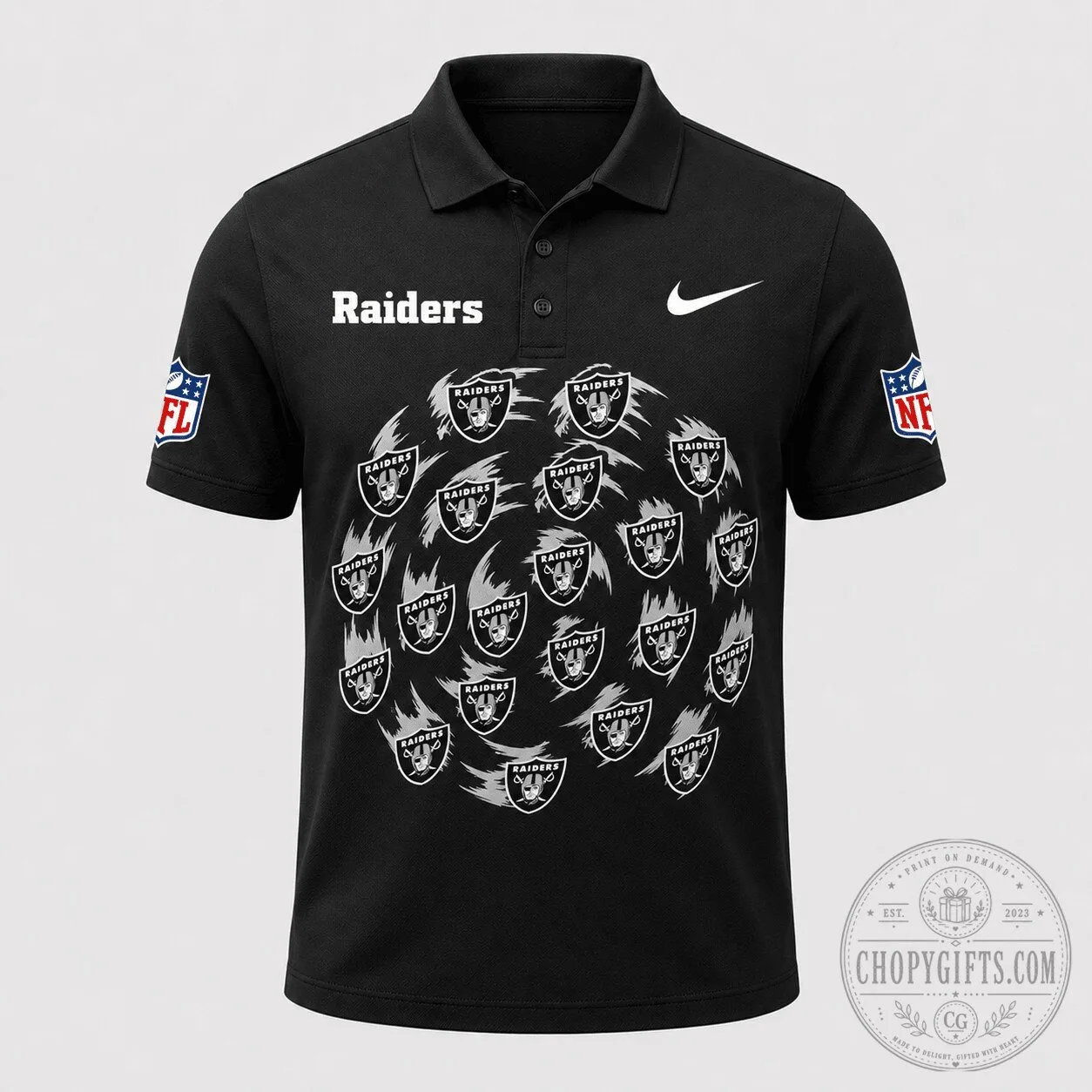 Las Vegas Raiders National Football League Team Logo Black Polo Shirt