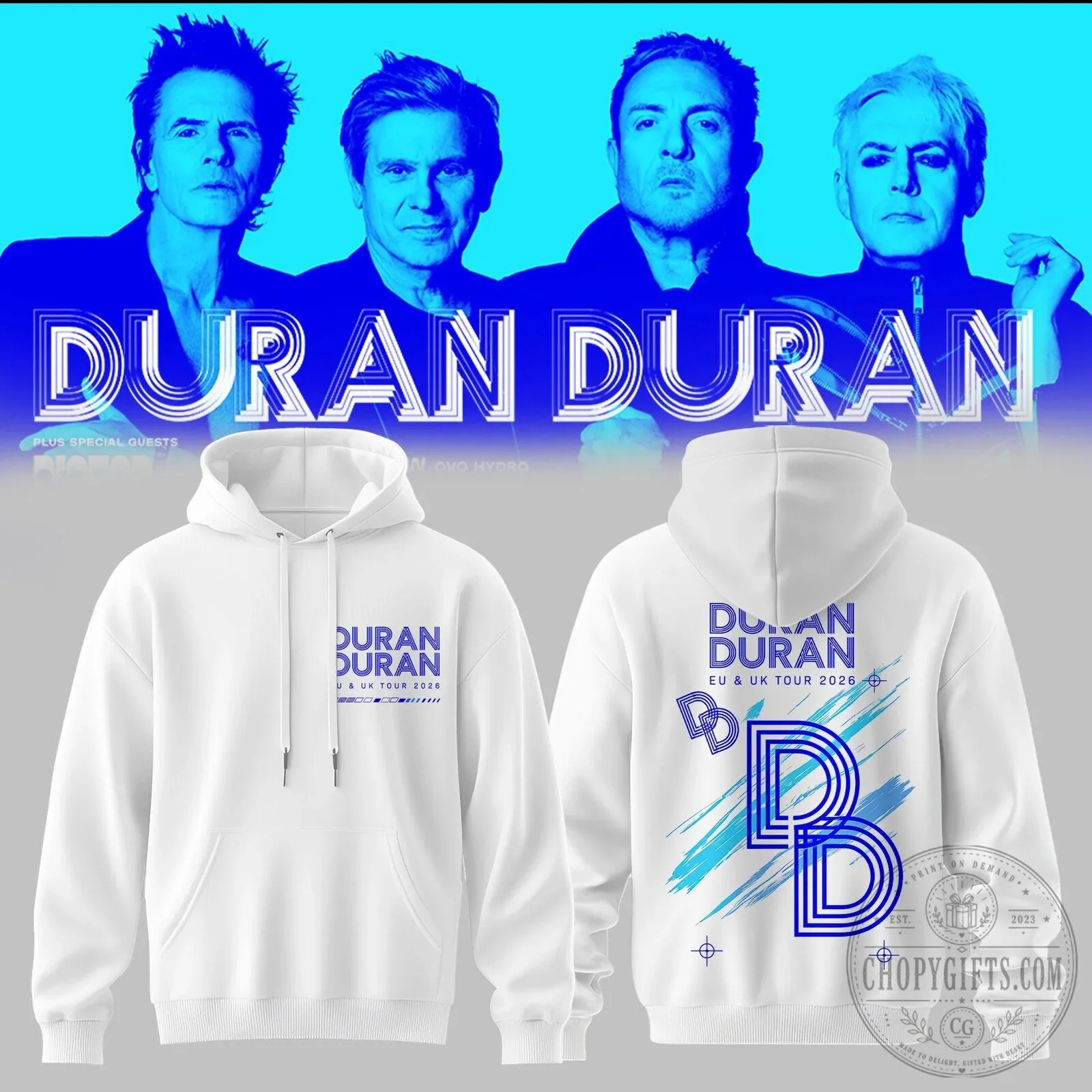Duran Duran EU UK Tour 2026 White Hoodie
