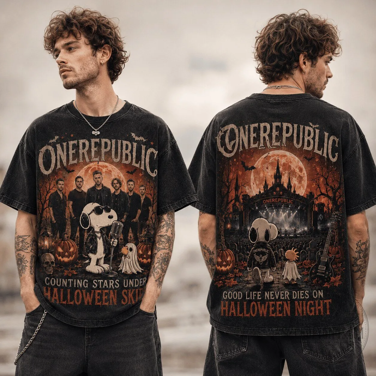 OneRepublic Counting Stars Under Halloween Sky T-Shirt for Pop Rock Lover