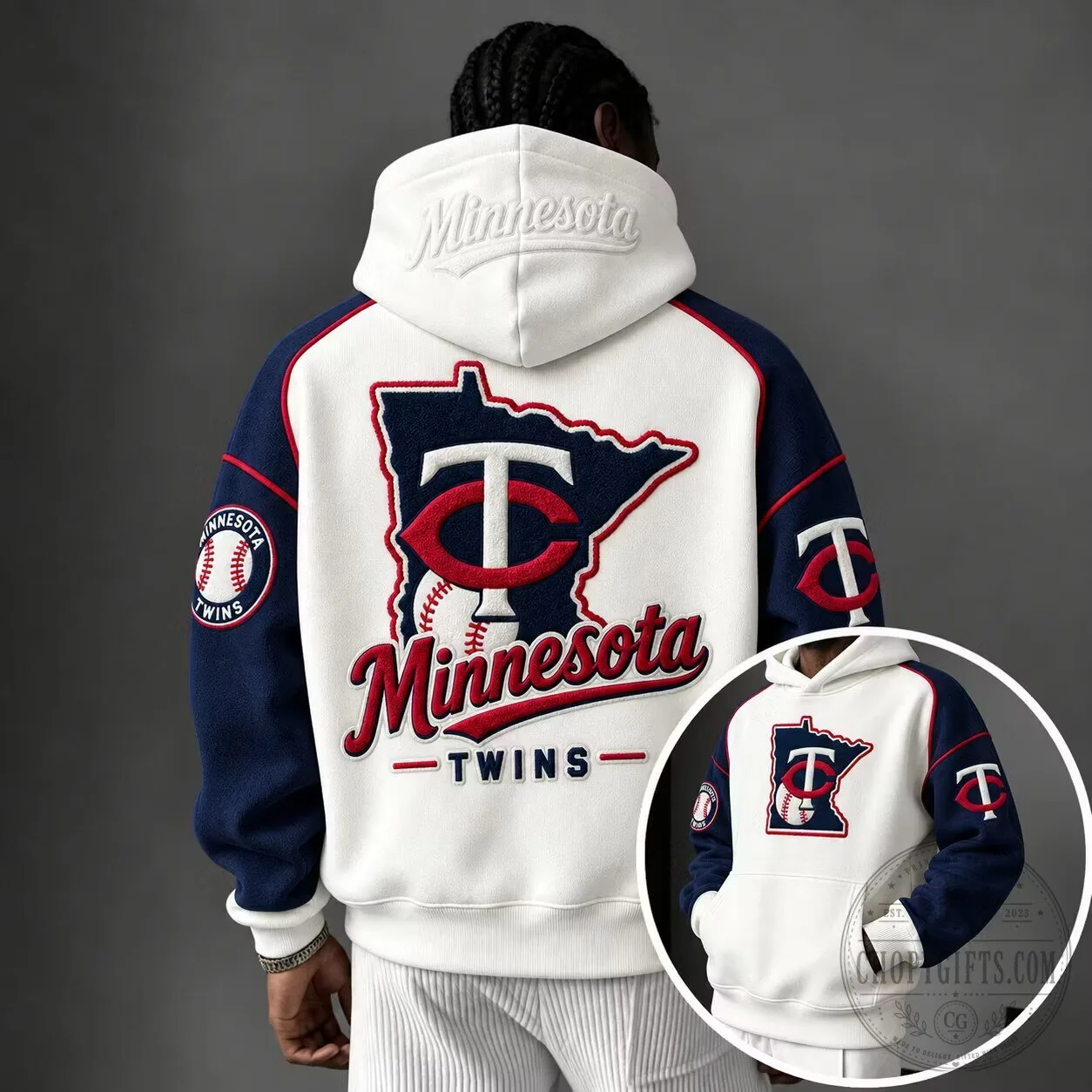 Minnesota Twins Baseball Team Logo White Hoodie 2 Minnesota Twins Baseball Team Logo White Hoodie