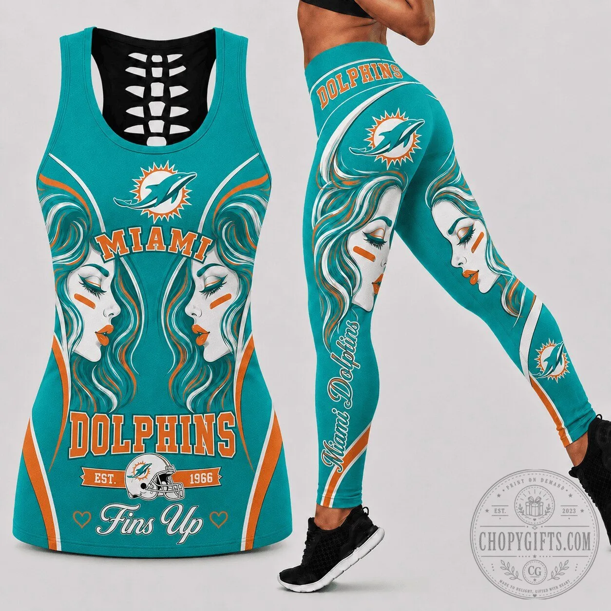 Miami Dolphins Women's Teal Football Team Tank Top and Leggings Set 2 Miami Dolphins Women's Teal Football Team Tank Top and Leggings Set