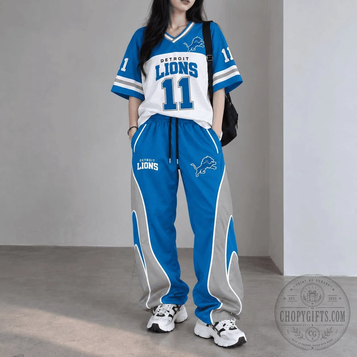 Detroit Lions NFL Team Spirit Flame Set Football Jersey and Track Pants