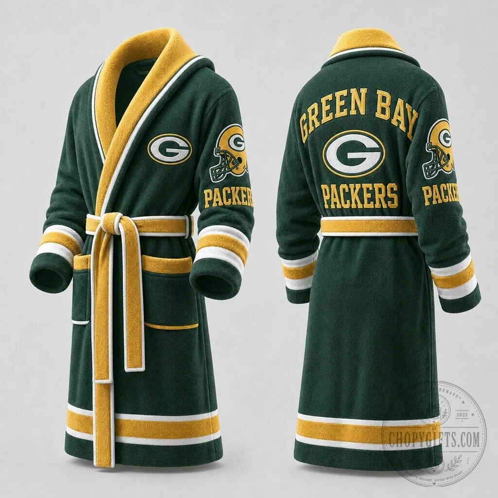 Green Bay Packers Football Team Logo Plush Bathrobe