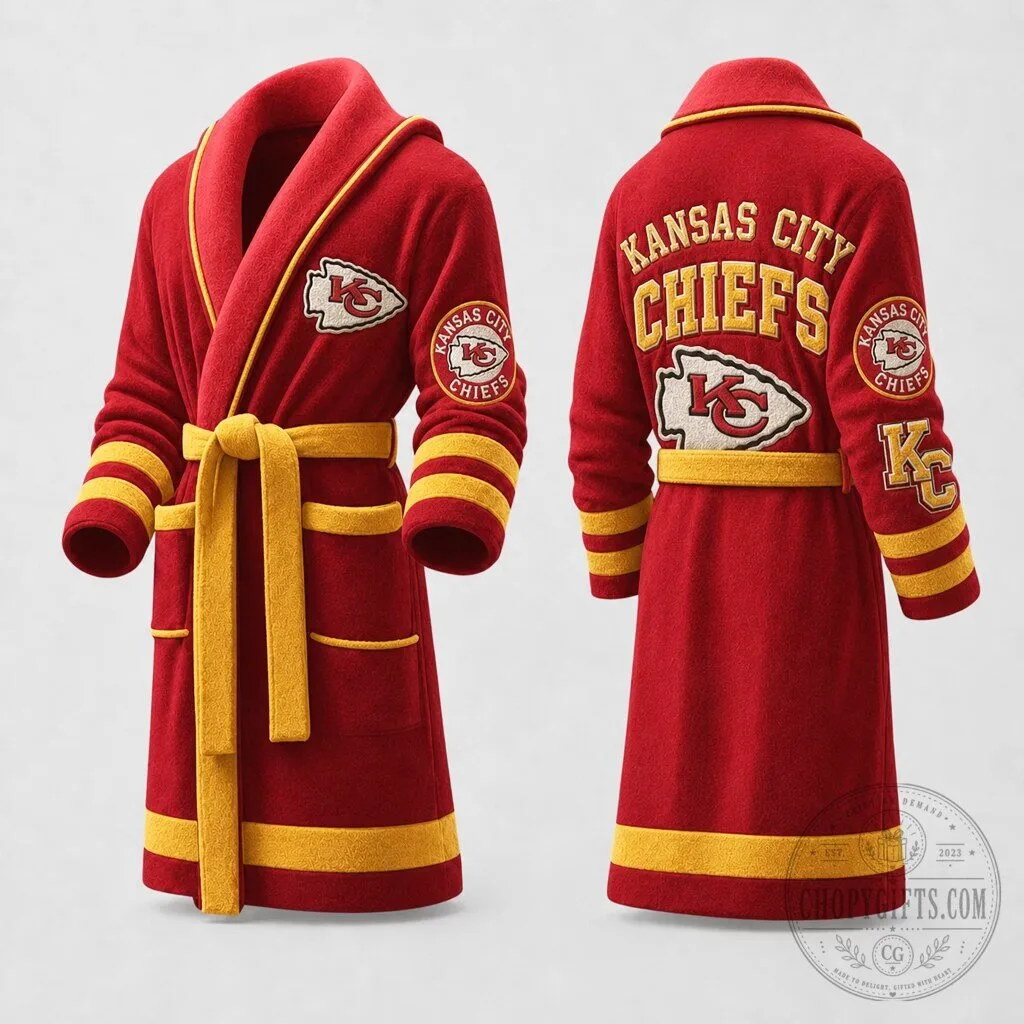 Kansas City Chiefs Red Football Plush Robe