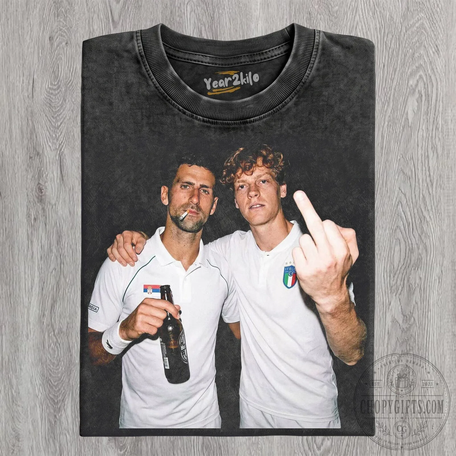 Novak Djokovic and Jannik Sinner Tennis Player Fan T-Shirt