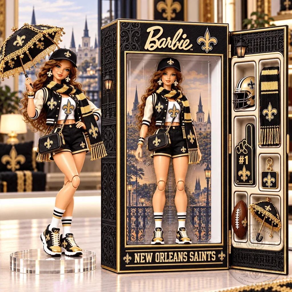 Barbie New Orleans Saints Football Fan Collectible Doll with Accessories Barbie New Orleans Saints Football Fan Collectible Doll with Accessories