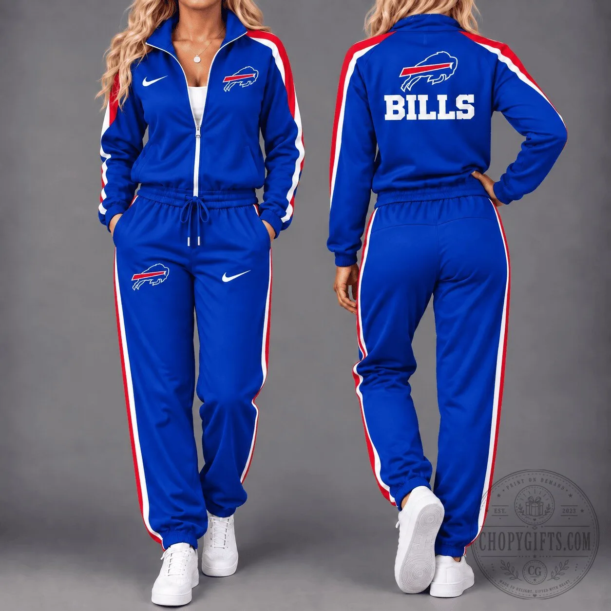 Buffalo Bills NFL Football Team Blue and Red Striped Tracksuit Set