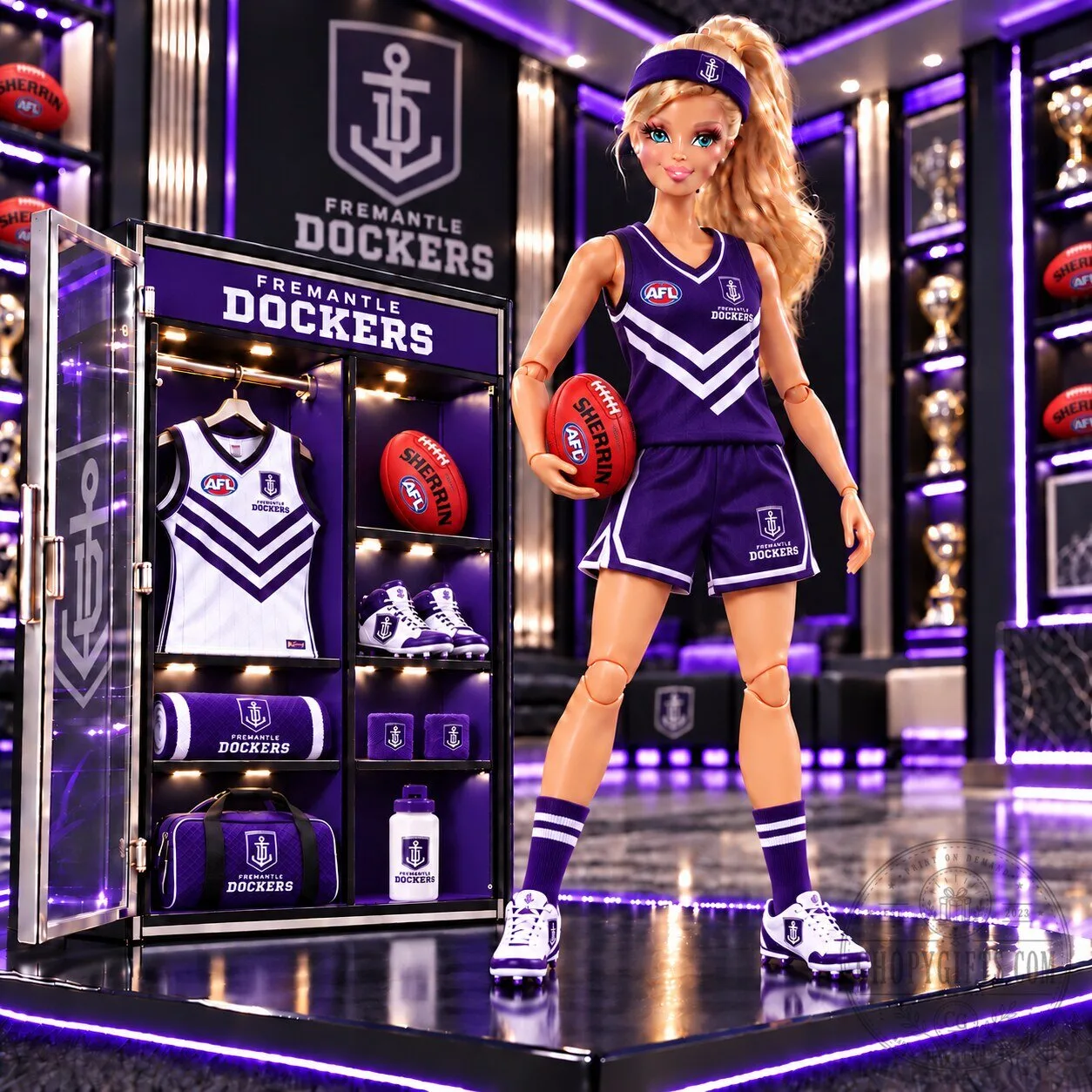 Fremantle Dockers Premium Commemorative Barbie Doll Figure 2 Fremantle Dockers Premium Commemorative Barbie Doll Figure