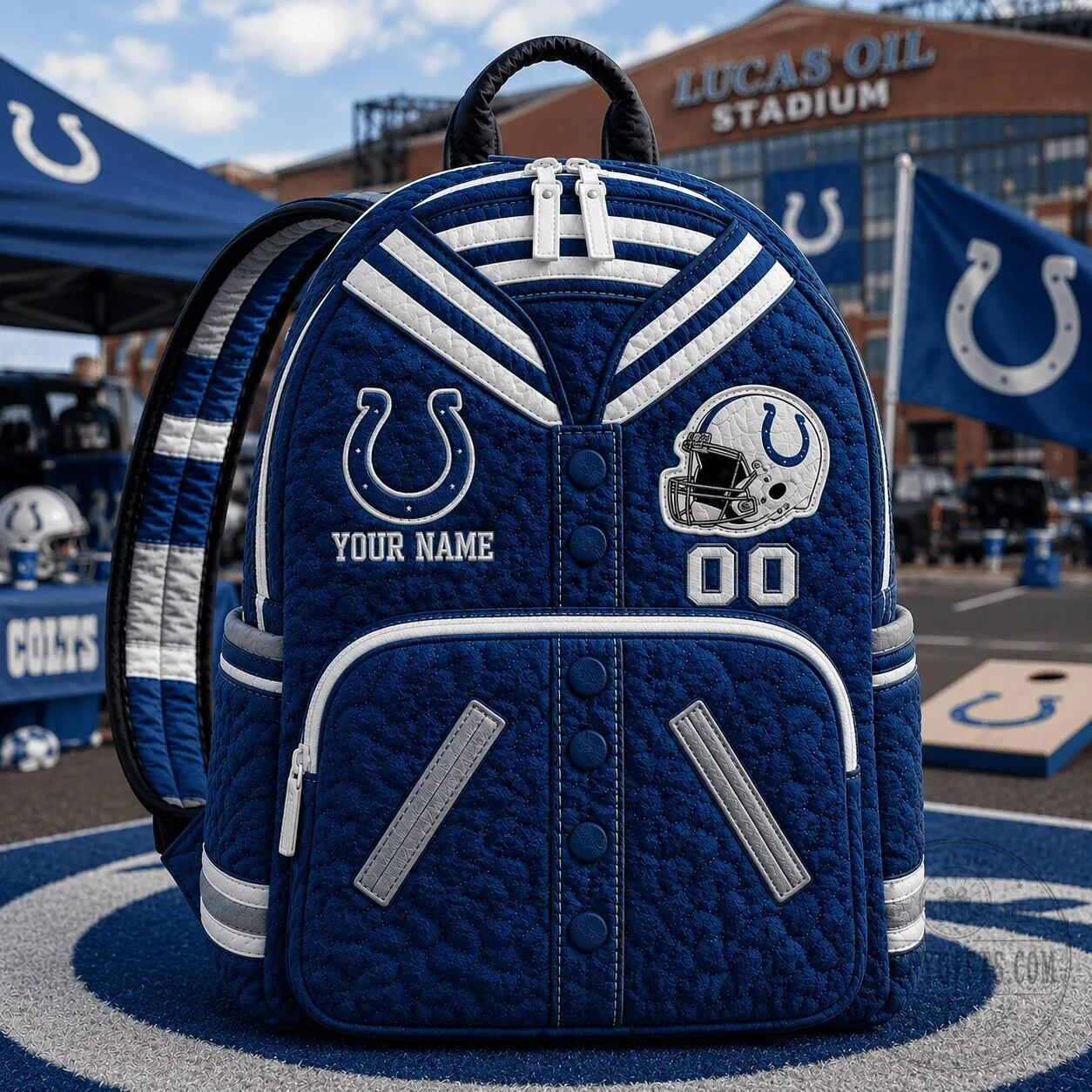 Indianapolis Colts Personalized Varsity Quilted Backpack