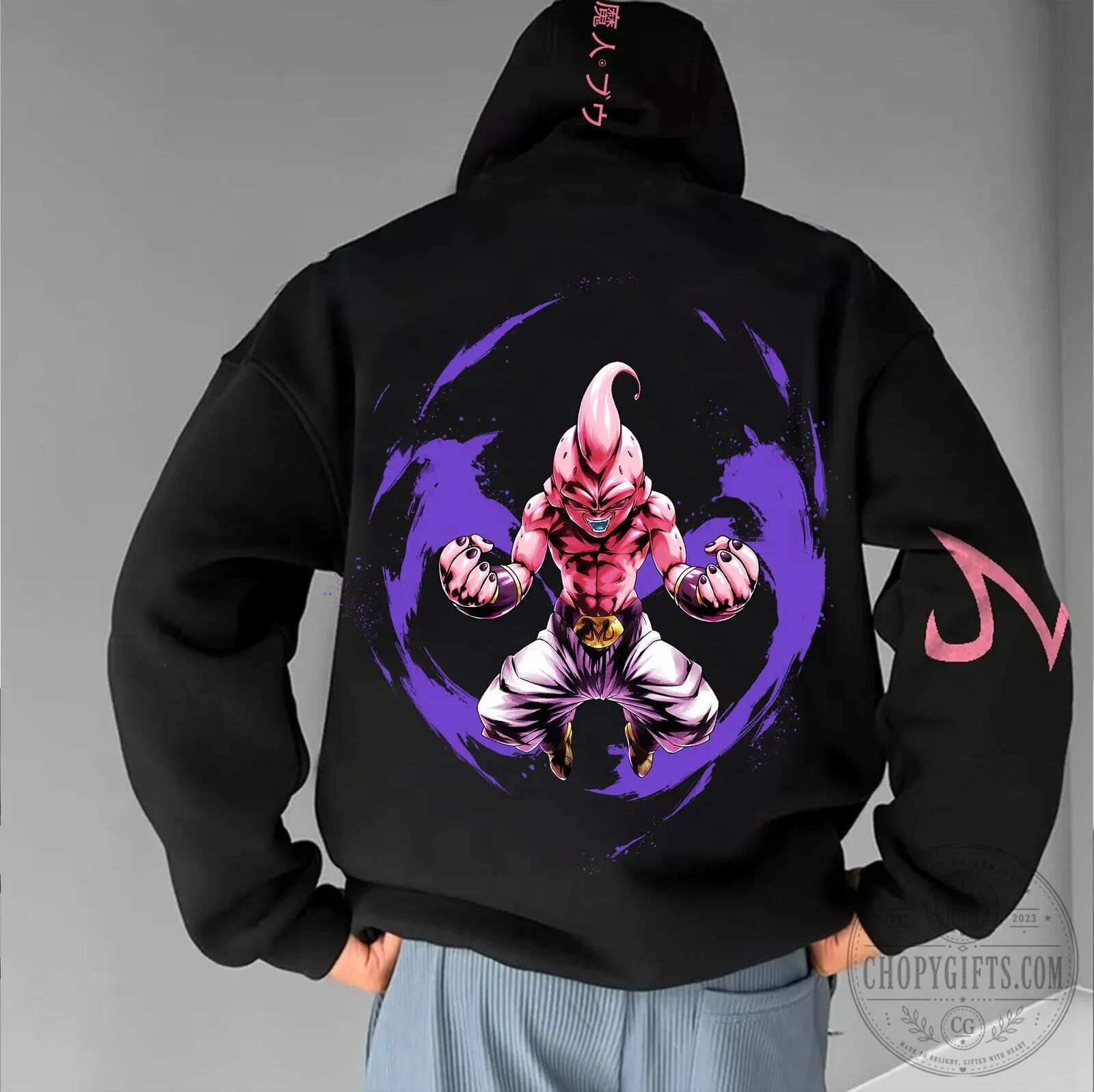 Dragon Ball Z Majin Buu Anime Character Graphic Print Black Hoodie