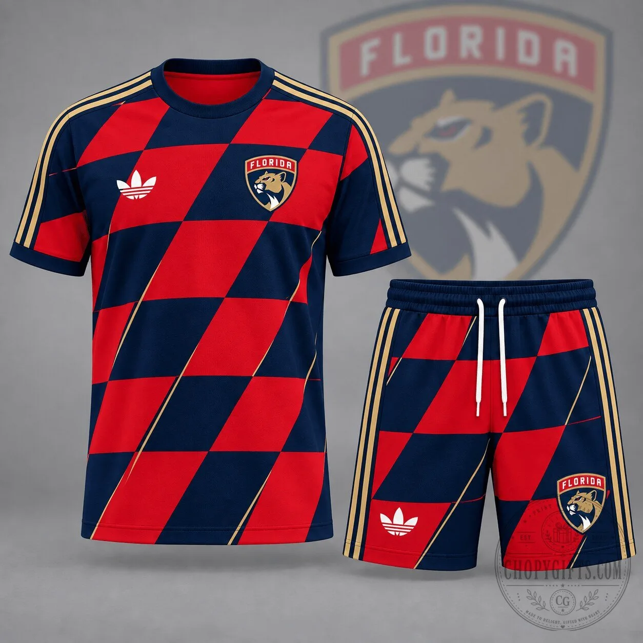 Florida Panthers Geometric Colorblock Athletic T-Shirt and Shorts Set