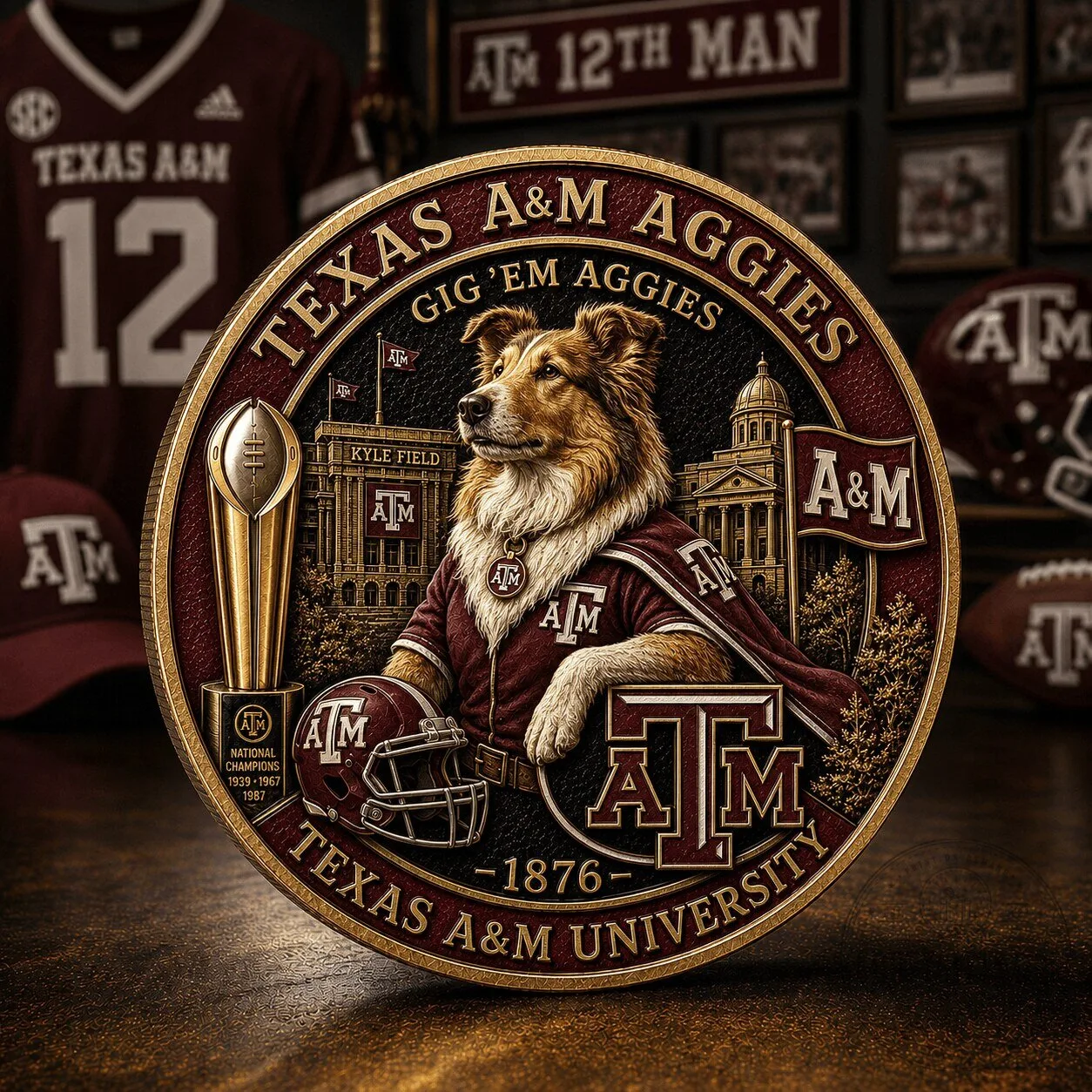 Texas A&M Aggies Gig 'Em Aggies Kyle Field Commemorative Football Coin