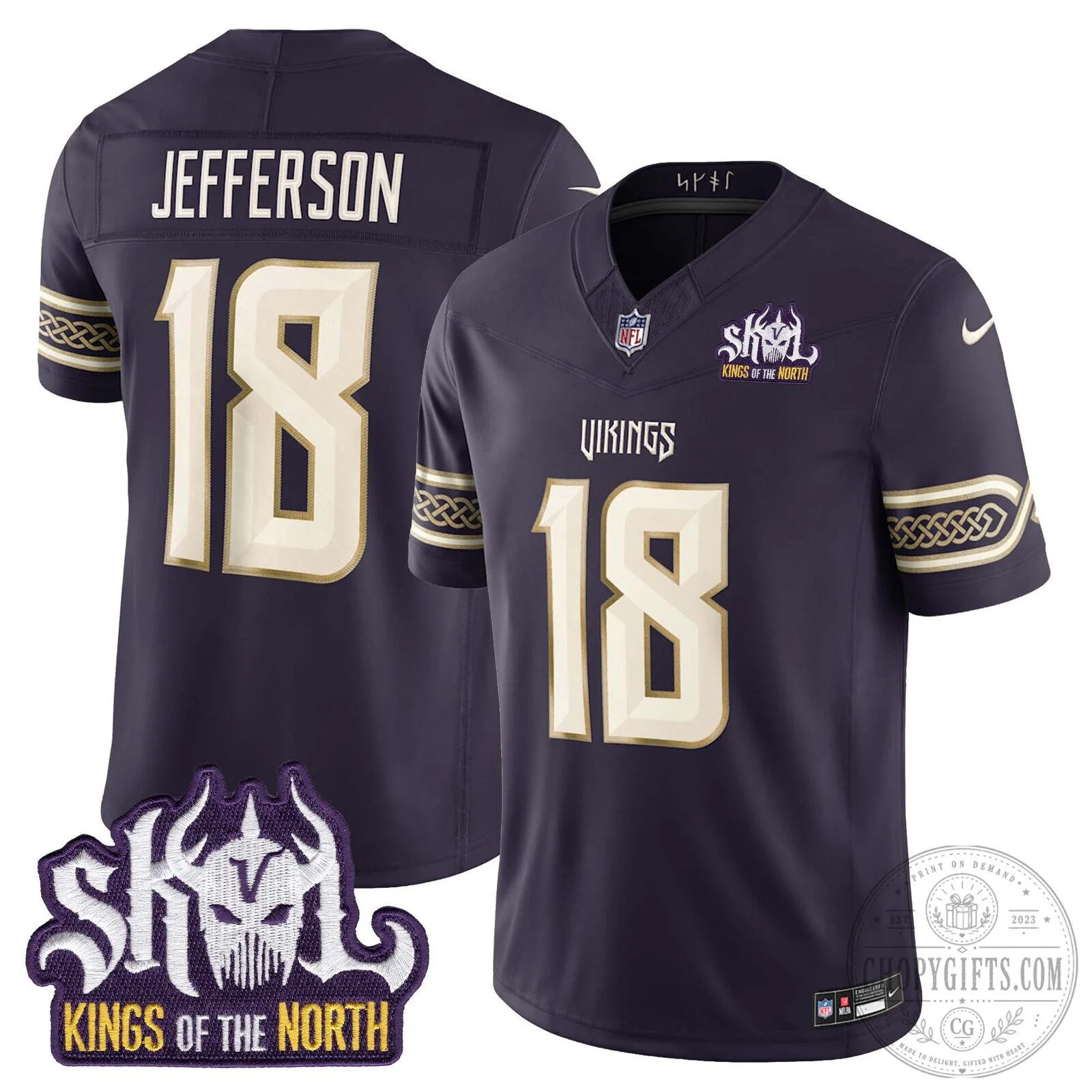 Kings Of The North Football Jersey for Justin Jefferson of the Minnesota Vikings