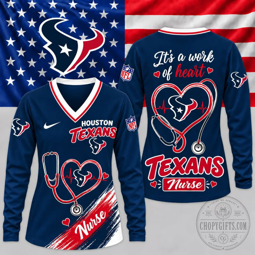 Houston Texans National Football League Nurse Heartbeat Long Sleeve Shirt Houston Texans National Football League Nurse Heartbeat Long Sleeve Shirt