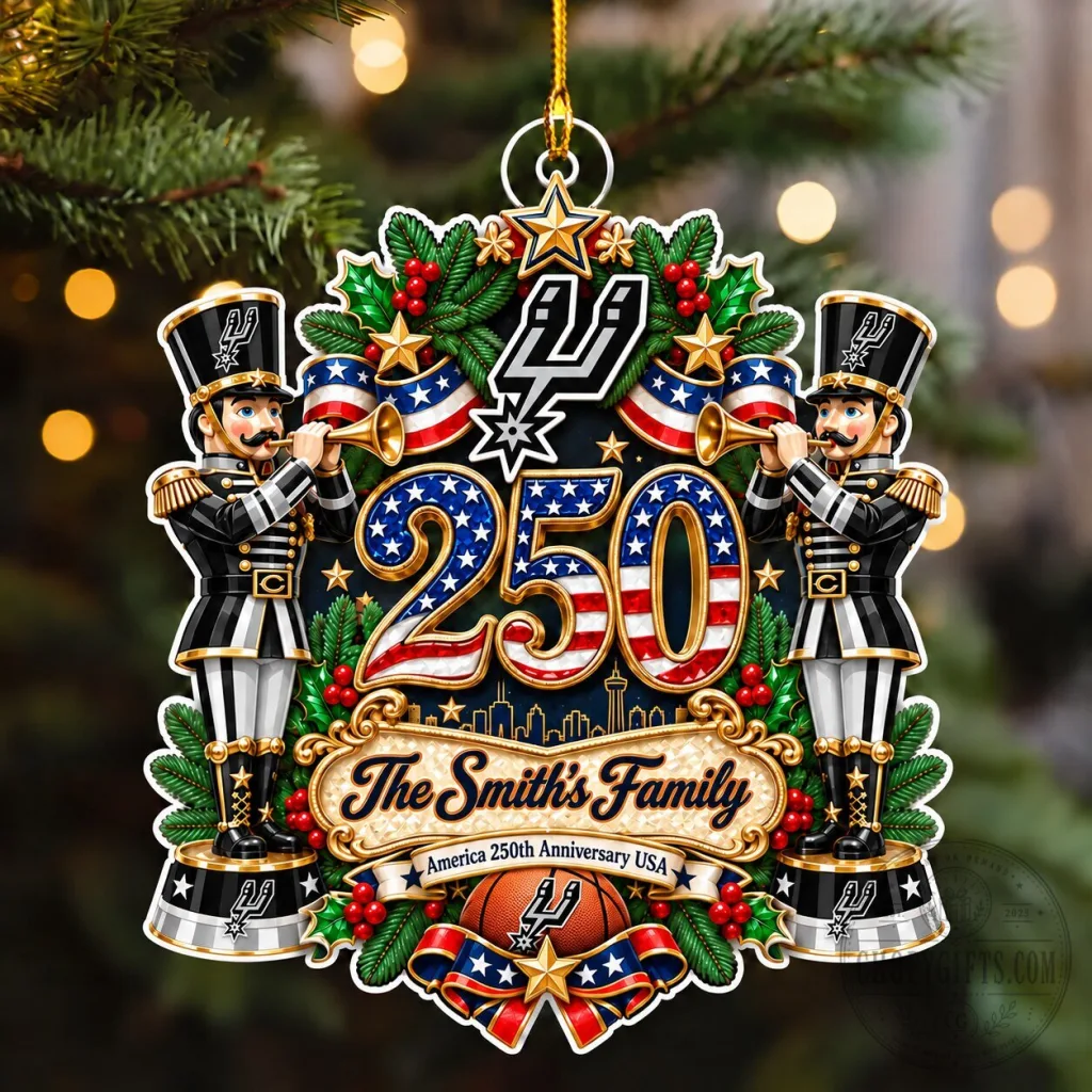 San Antonio Spurs America 250th Anniversary USA Family Christmas Ornament San Antonio Spurs America 250th Anniversary USA Family Christmas Ornament
