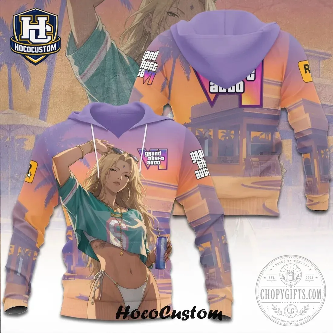 Grand Theft Auto Vice City Tsunade Anime Gaming Pullover Hoodie