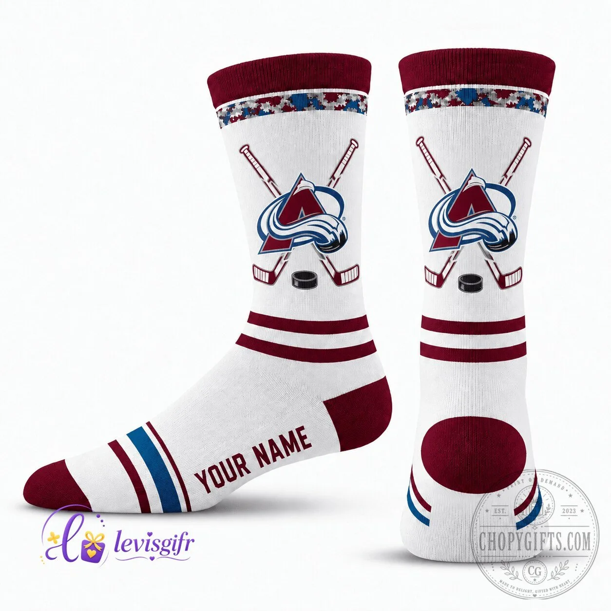 Colorado Avalanche National Hockey League Premium Personalized Socks