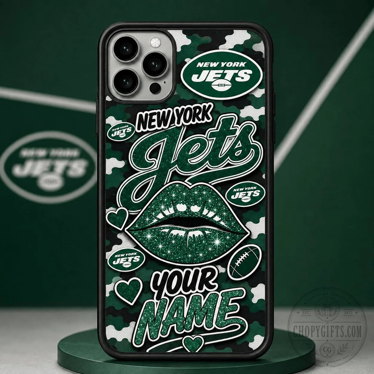 New York Jets Glitter Lips Personalized Camouflage Phone Case