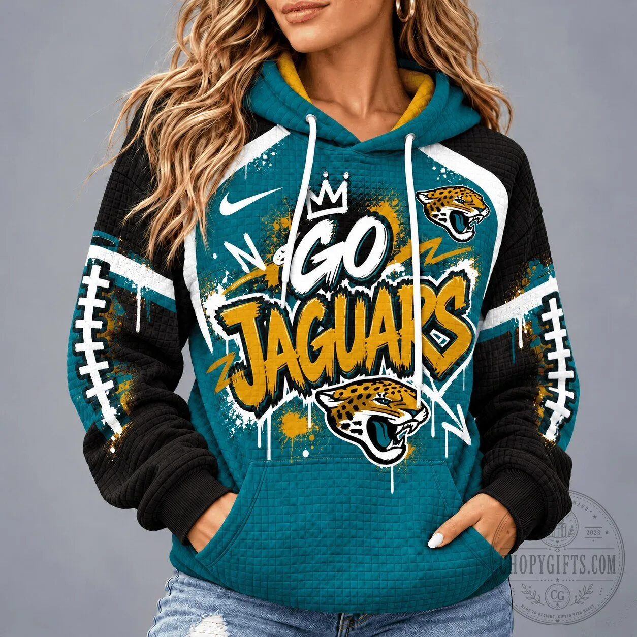 Jacksonville Jaguars NFL Football Graffiti Game Day Unisex Waffle Knit Hoodie 1 Jacksonville Jaguars NFL Football Graffiti Game Day Unisex Waffle Knit Hoodie