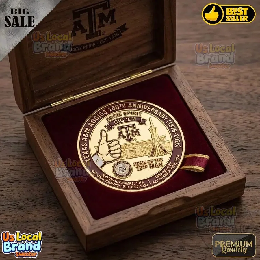 Texas A&M Aggies 150th Anniversary Commemorative Coin with Display Box