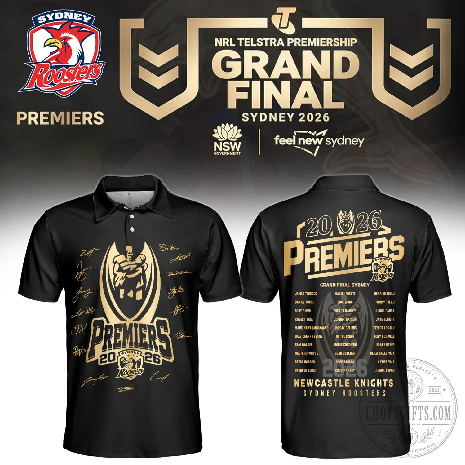 Sydney Roosters 2026 NRL Premiers Grand Final Polo Shirt