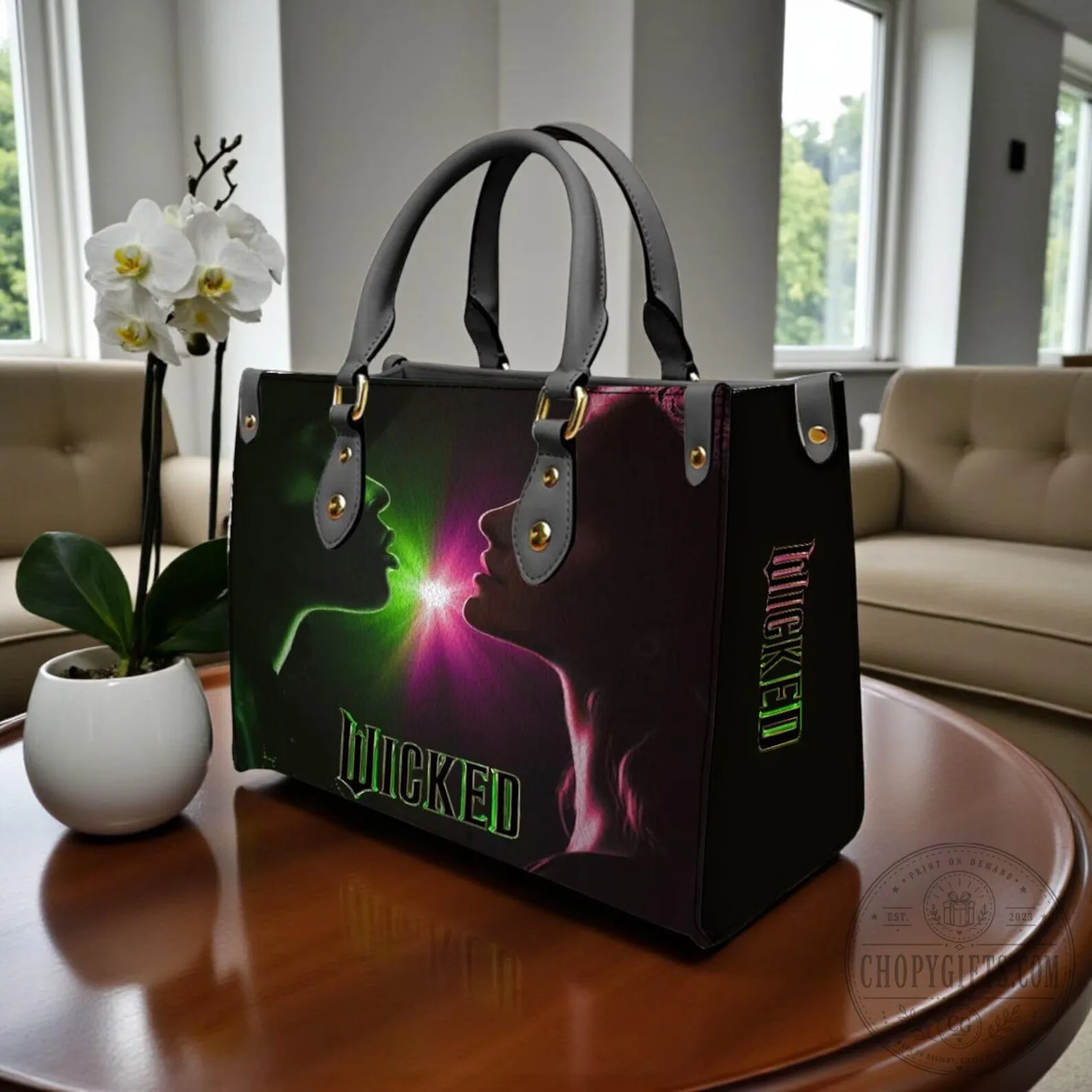 Wicked Musical Elphaba and Glinda Silhouette Leather Handbag