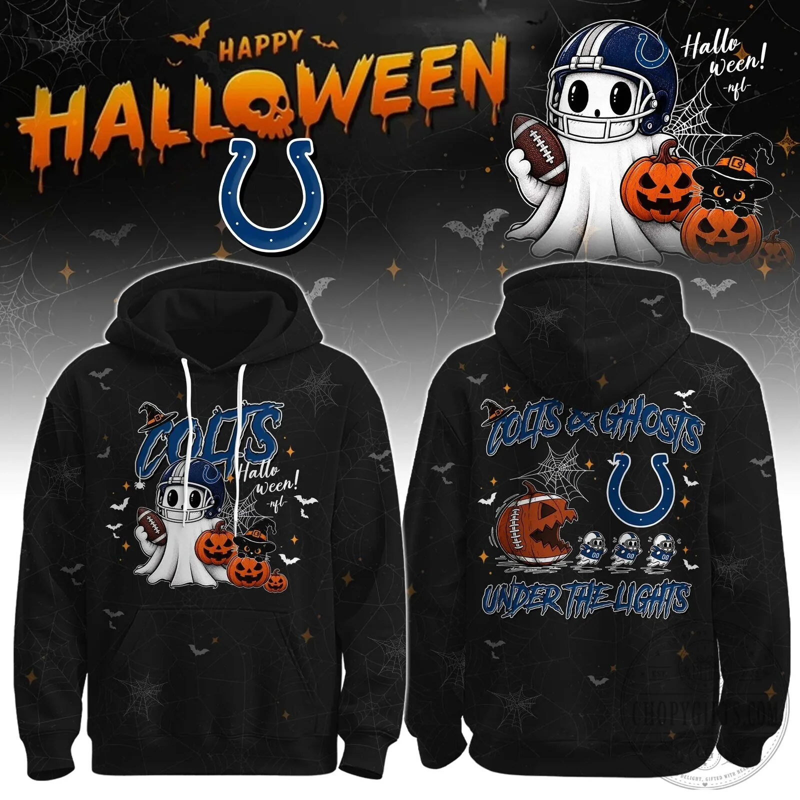 Indianapolis Colts Halloween Ghost Football Player Graphic Hoodie