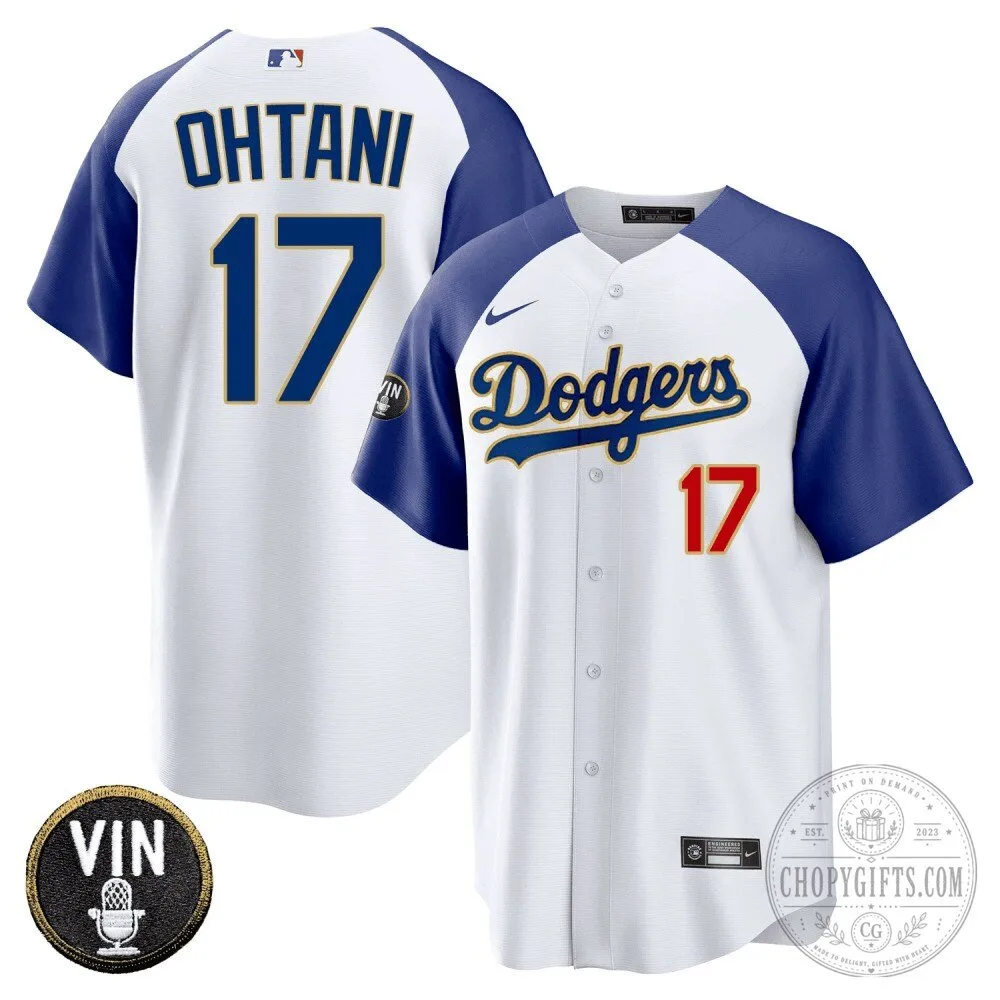 Los Angeles Dodgers Shohei Ohtani Vin Scully Baseball Jersey 17 Los Angeles Dodgers Shohei Ohtani Vin Scully Baseball Jersey
