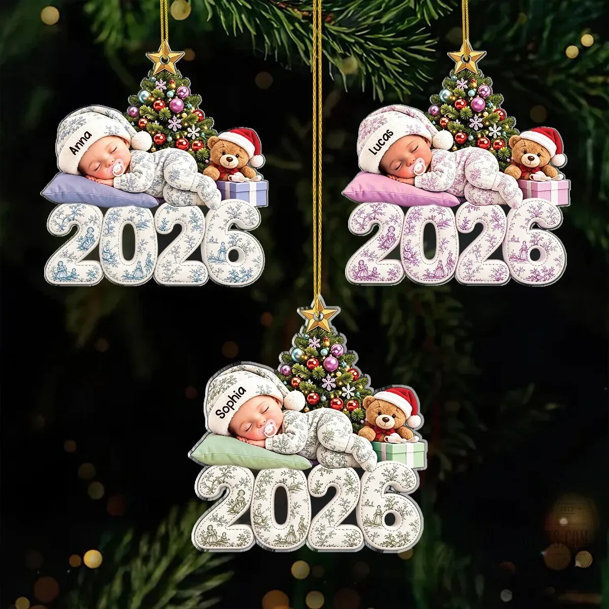 Personalized Sleeping Baby 2026 Christmas Tree Ornament