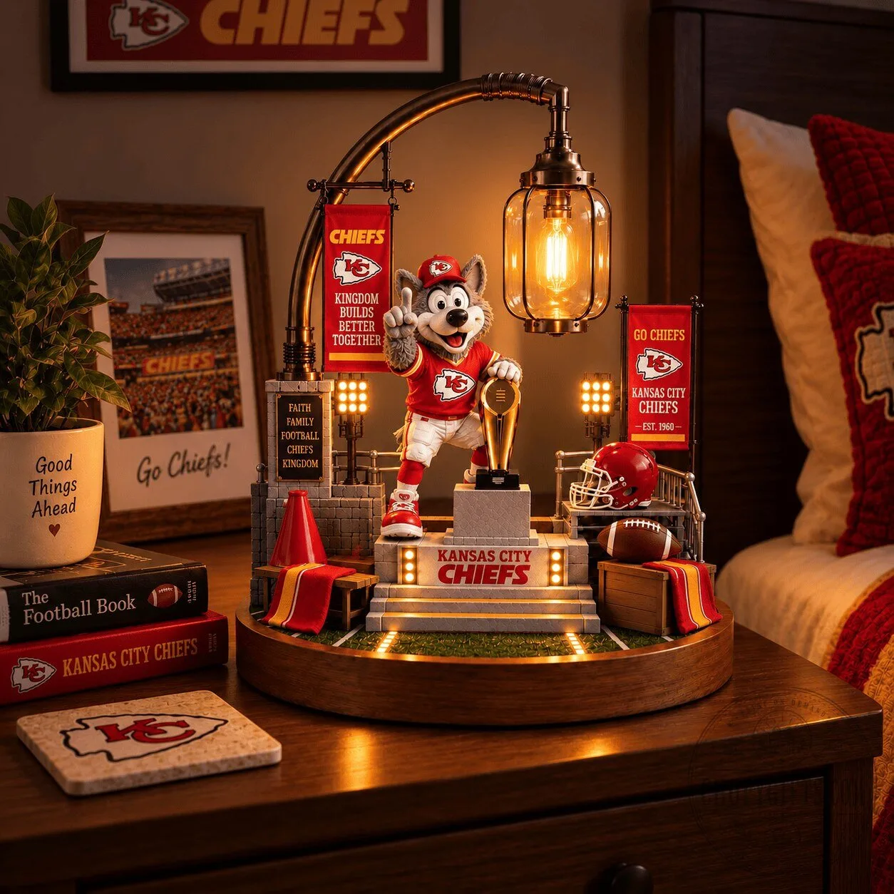 Kansas City Chiefs Football Team Super Bowl Champions Bedside Lamp