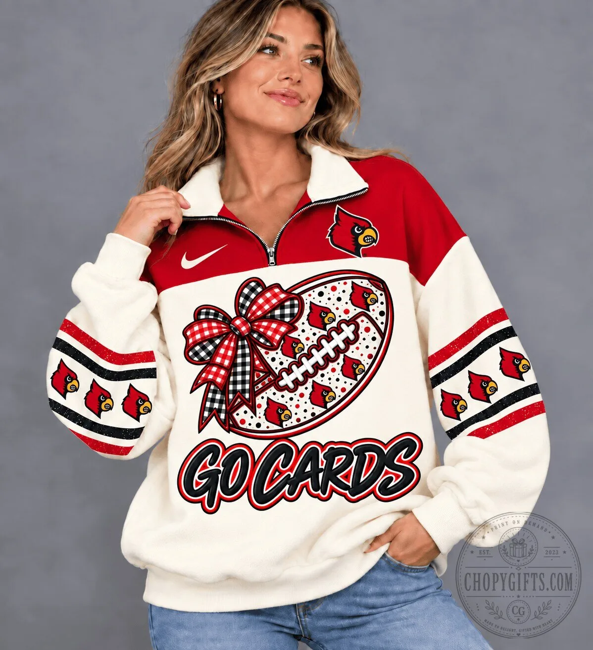 Louisville Cardinals Football Quarter-Zip Sweatshirt for Women