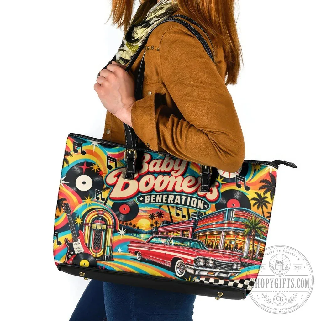 Baby Boomer Generation Vintage Diner Classic Car Tote Bag