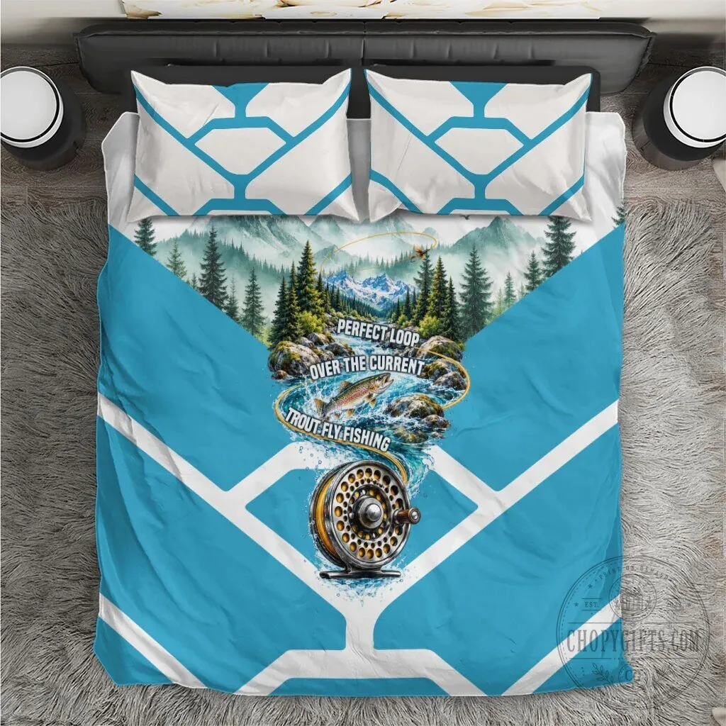 Trout Fly Fishing Perfect Loop Over The Current Bedding Set with Mountain Stream Design