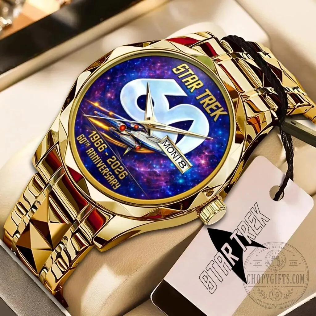 60th Anniversary Quartz Watch in Gold Tone Stainless Steel for Star Trek Fans