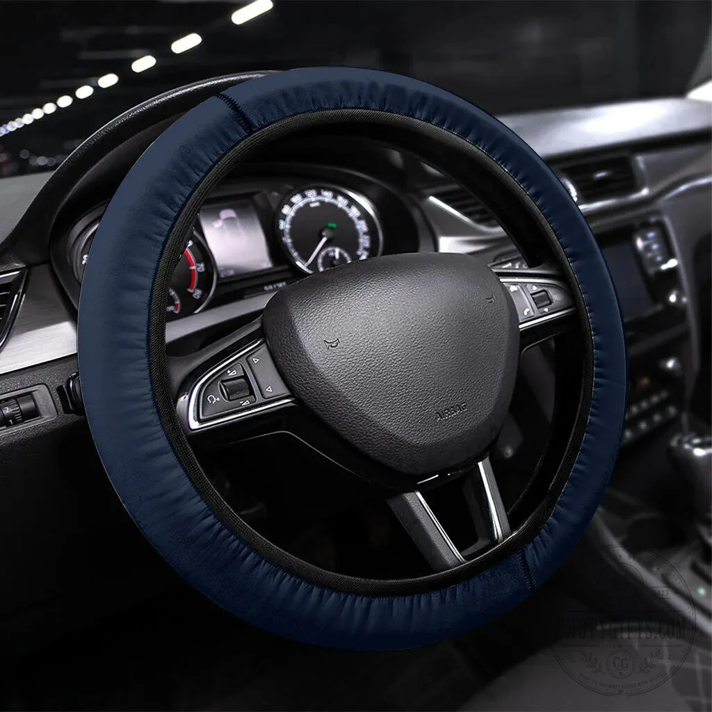 Solid Navy Blue Car Steering Wheel Cover Universal Fit