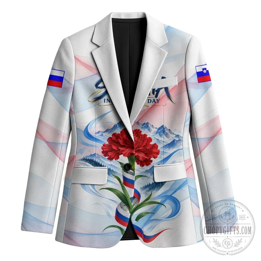 Slovenia Independence Day Red Carnation Flower Mount Triglav Flag Patriotic Blazer Jacket 1 Slovenia Independence Day Red Carnation Flower Mount Triglav Flag Patriotic Blazer Jacket