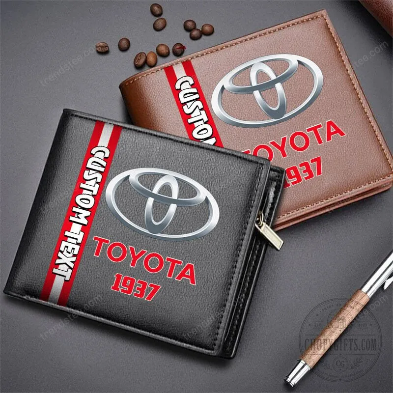 Toyota Custom Name Logo Black and Brown Leather Wallet