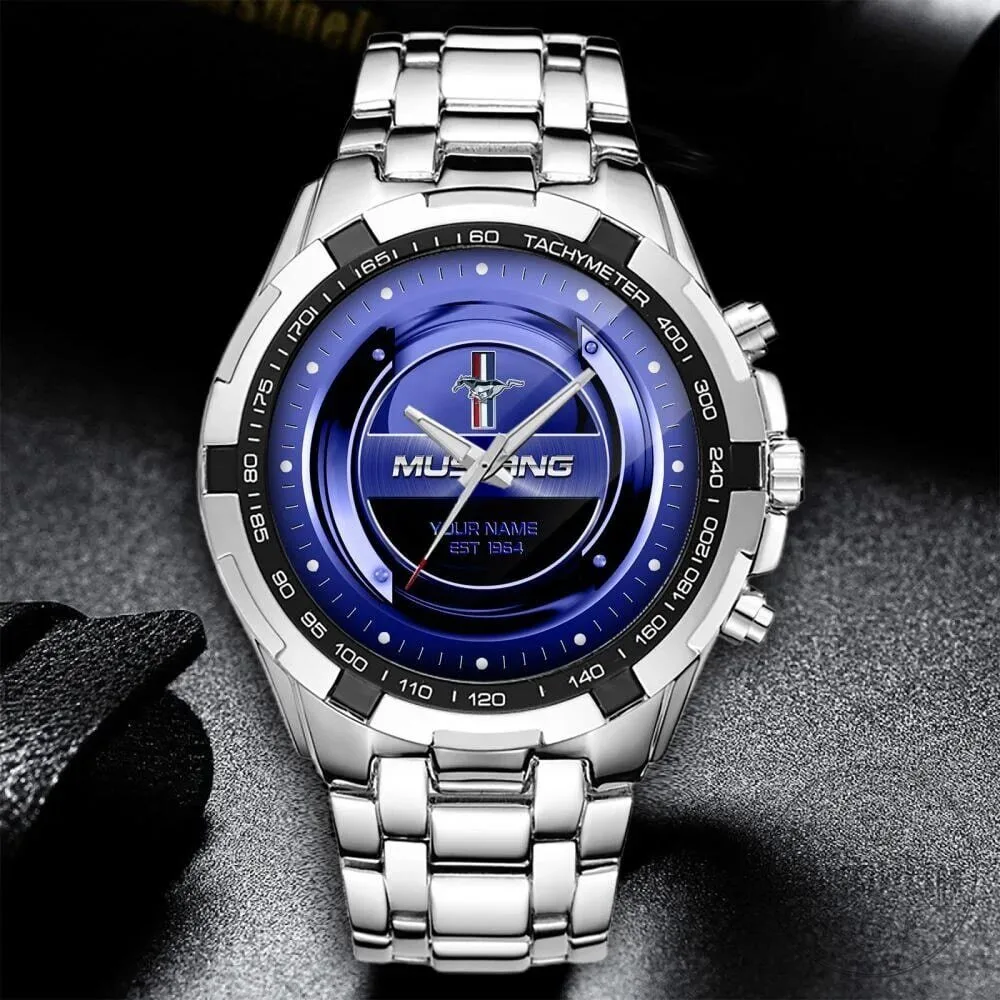 Ford Mustang Car Logo Custom Name Starry Night Luxury Watch for Men 1 Ford Mustang Car Logo Custom Name Starry Night Luxury Watch for Men