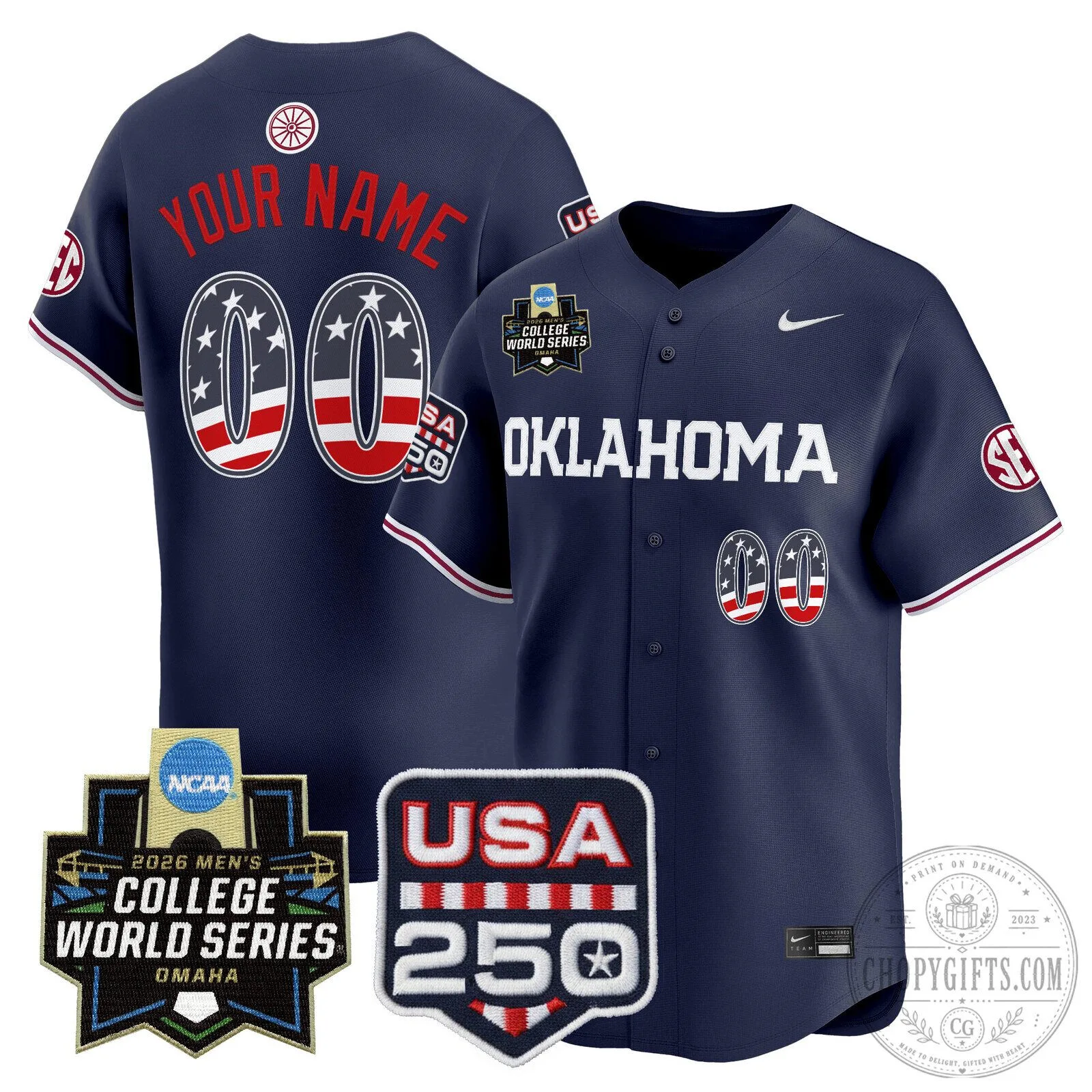 2026 College World Series USA Baseball Jersey - Oklahoma Sooners 250th Anniversary Edition