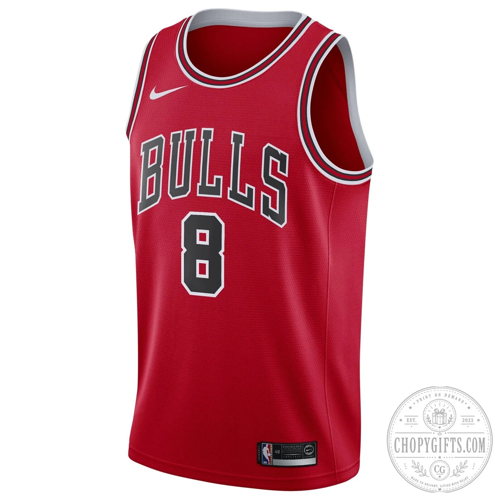 Chicago Bulls Red Basketball Jersey Number 8