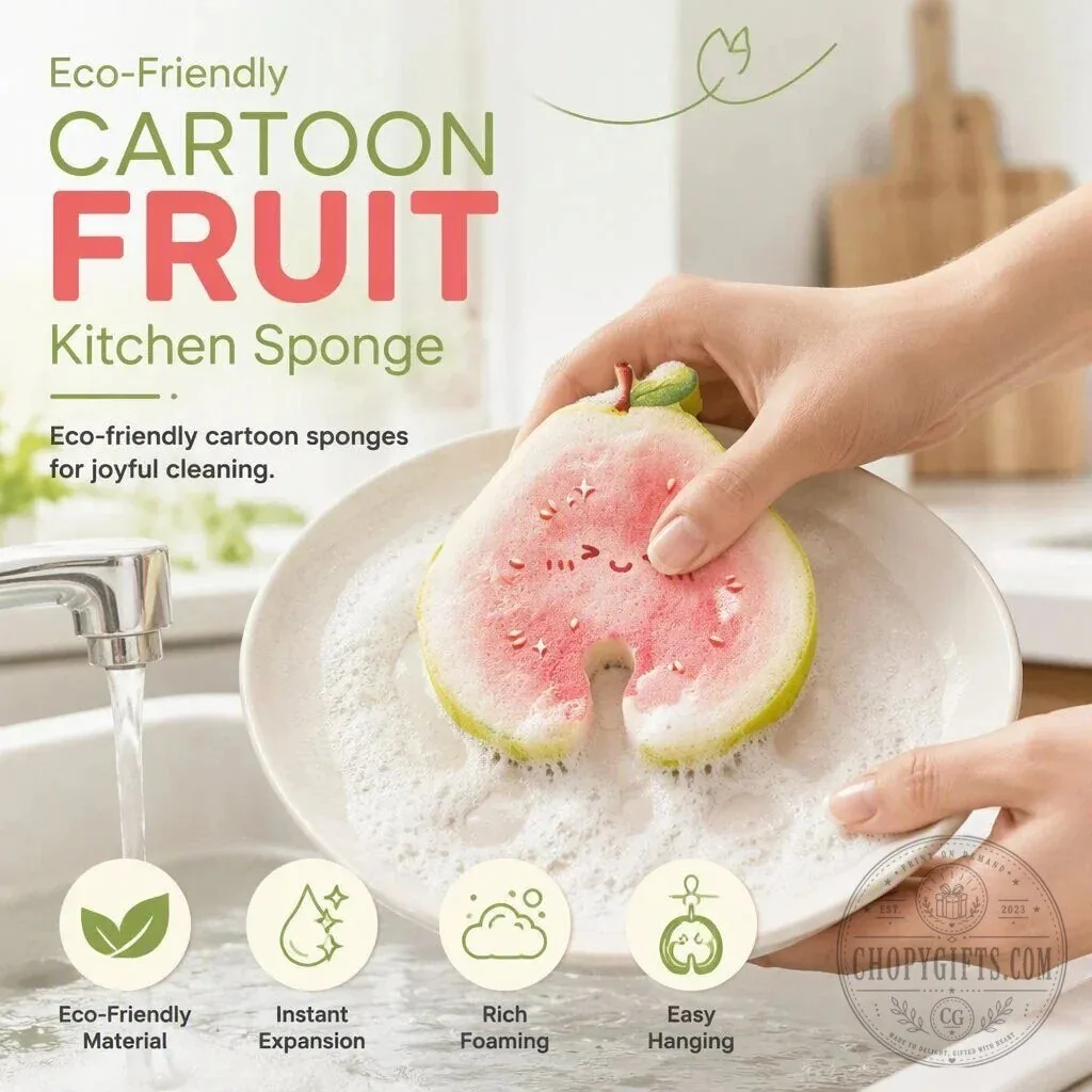 Eco-Friendly Cartoon Fruit Kitchen Dishwashing Sponge
