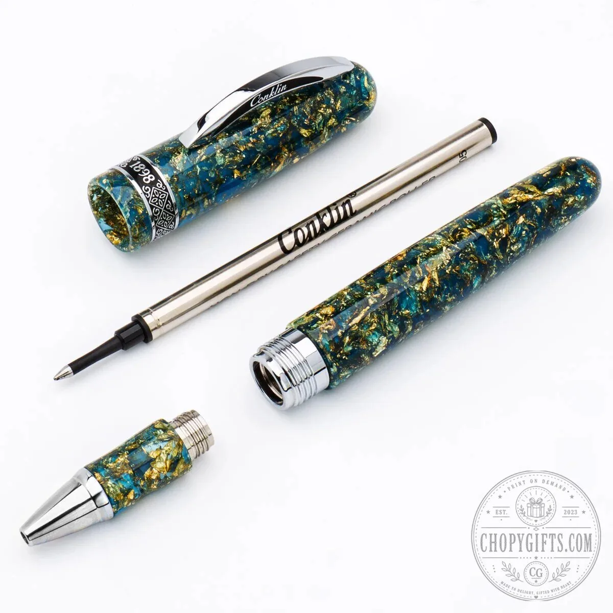 Conklin 1898 Collection Solaris Blue Rollerball Pen with Chrome Trim 5 Conklin 1898 Collection Solaris Blue Rollerball Pen with Chrome Trim