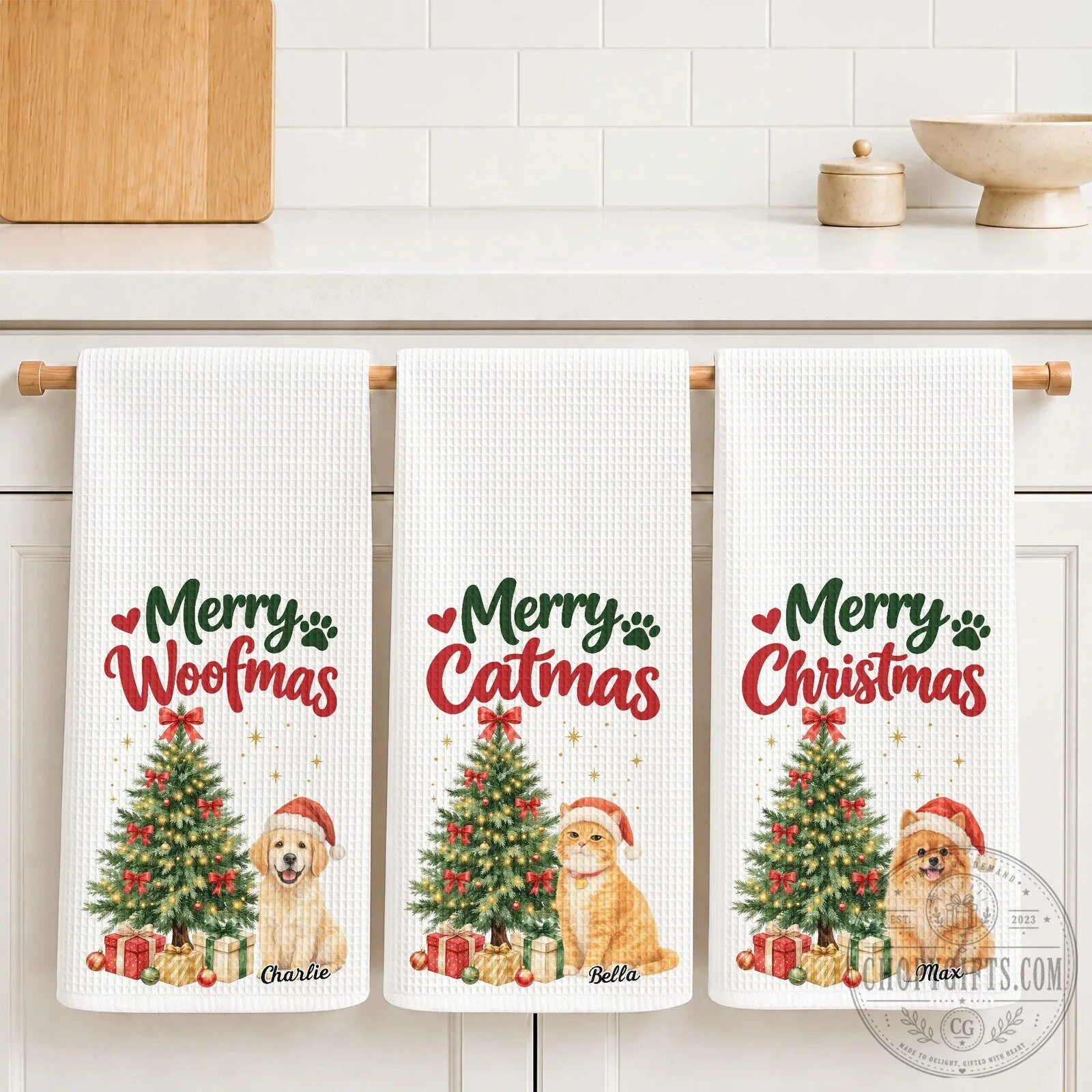 Merry Woofmas Golden Retriever Christmas Tree Personalized Kitchen Towel 10 Merry Woofmas Golden Retriever Christmas Tree Personalized Kitchen Towel
